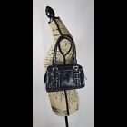  women's size small Patent Faux Leather satchel Black Shoulder Handbag Purse B57