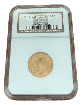 Great Britain 1915 Gold 1 Sovereign NGC MS62 George V - Image 1 of 2