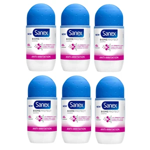 6x Sanex BiomeProtect Anti Irritation Roll On Deodorant 50ml - Picture 1 of 6