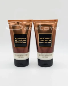Bath & Body Works Mahogany Teakwood Men's 2 in 1 Body Scrub & Wash 8 oz Set of 2 - Picture 1 of 3