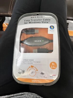 BELKIN EASY TRANSFER CABLE LAPTOP PC COMPUTER 8FT CORD USB to USB SYNC FILES - Image 1 of 2