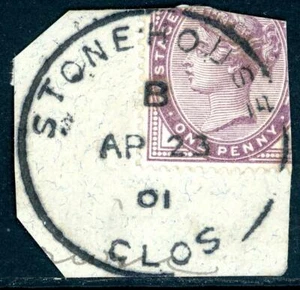 1901 GB Gloucestershire Stonehouse esqueleto matasellos en pieza - Imagen 1 de 1