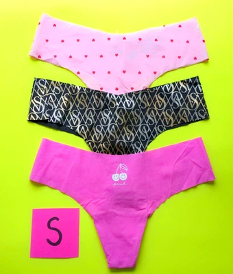 Victoria's Secret PINK Size S Seamless Thong Panty Bundle - Lot of 3 - Image 1 of 4
