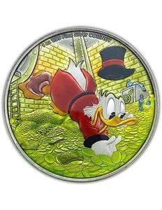 SCROOGE MCDUCK 75th Ann Castronomics moneta d'argento smaltata 1 oz 2 $ Niue 2025 - Foto 1 di 3