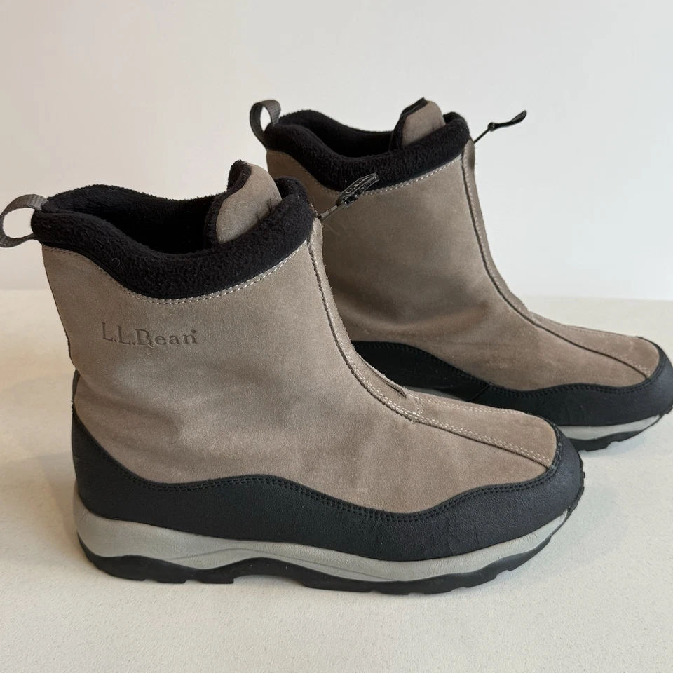 Мужские ботинки LL Bean 11.5 Primaloft утепленные спереди на молнии замшевые желтовато-коричневые черные для улицы - Изображение 1 из 4