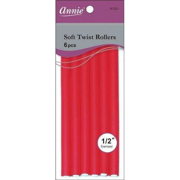 Annie Soft Twist Rollers 1/2in, 6 Count Heatless Hair Curlers, Red#1201(3pk) - Image 1 of 1