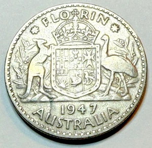 AUSTRALIEN. SILBER 1 SILBERFLORIN, 1947. KÖNIG GEORGE VI. - Bild 1 von 2