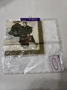 Japanisch Japan Neu Große Spitze Taschentuch Geisha Fächer Gold Grün - Bild 1 von 12