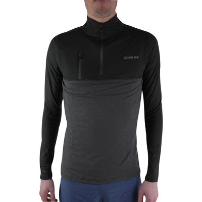 CoreX Fitness Mens Running Top Black Long Sleeve Half Zip Run Moisture Wicking - Image 1 of 3