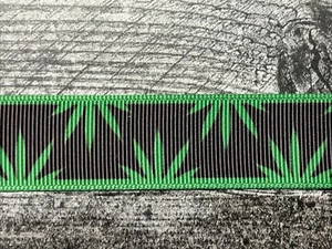 Cannabis Ripsband Ribbon Hanf grünes Blatt Marihuana Band 7/8" 6 Yard Posten - Bild 1 von 3