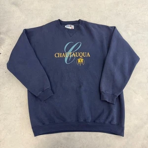 Vintage 90s Chautauqua Institution New York Blue Pullover Sweatshirt Mens Sz XL - Picture 1 of 4