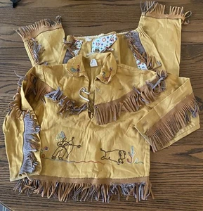 Costume vestito indiano nativi americani vintage ~ Walls of Texas per bambini ricamato - Foto 1 di 14