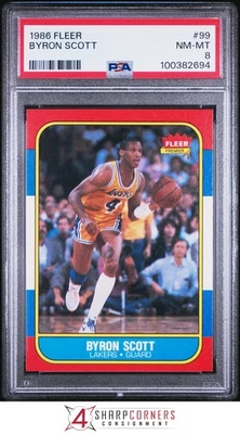 Fleer #99 1986 Byron Scott RC Lakers PSA 8 Foto 1 de 3