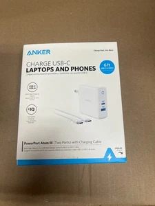 Puerto de alimentación Anker 6' USB-C 60W Atom III dos puertos con cable de carga B2322J21-1 - Imagen 1 de 2
