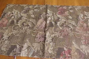 RARO TAPIZ SIGLO XIX FRAGMENTO ESCENAS CORTE 30x17" - Imagen 1 de 4