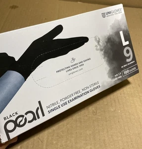 Unigloves Black Pearl Nitrile Examination Gloves - Multipurpose, Powder Free, L - Picture 1 of 4