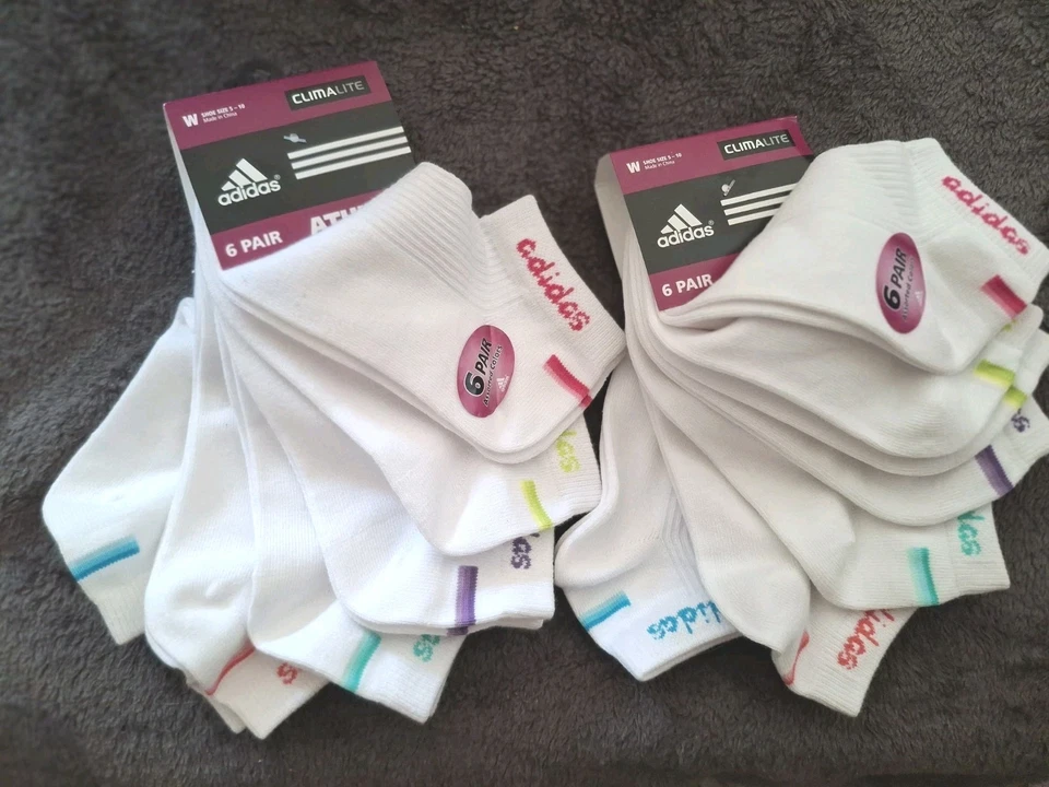 adidas Women's 6 Pairs No Show Socks Sz M White Moisture Wicking 5144790a
