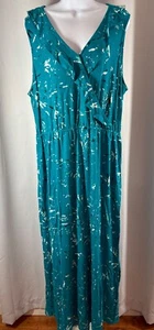 APT 9 SLEEVELESS RUFFLE MAXI DRESS WITH V-NECK & SIDE SLIT - Picture 1 of 2