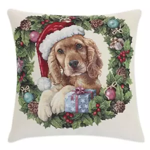 Embroidered Puppy Dog Pillow Sofa Furniture Pillow Decorative Christmas Pillow - Picture 1 of 3
