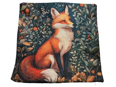William Morris Abstract Floral Fox Design Linen Throw Pillow Cover Home Decor - Image 1 of 4