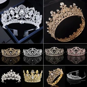 Princess Bridal Wedding Prom Headband Crystal Rhinestone Pearl Tiara Crown UK - Picture 1 of 32