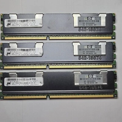 MICRON 12GB (3X4GB) PC3-10600R 1333MHZ DDR3 SDRAM 2RX4 ECC REG 500203-061 - Image 1 of 2