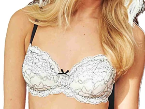 Splendour Ivory & Black Lace Bra UK 34B Underwired Balcony Foam lined cups - Imagen 1 de 1