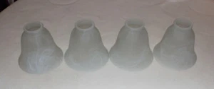 Lot of 4 Off White Ivory Frosted Marbled Glass Shades Ceiling Fan Vanity Light - Picture 1 of 4