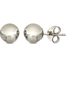 14k White Gold Stud 7mm W Box (From Italy) 878-214 - Picture 1 of 7