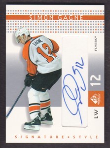 2002-03 SP Game Used Signature Style #SS-SG Simon Gagne Auto