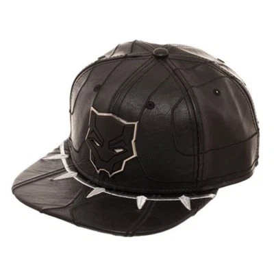 Cosplay!!! Gorra Snapback de cuero sintético Marvel Black Panther para ventilador de película [ajustable] Foto 1 de 4