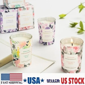 5PC-Color Glass Jar Scented Candle Soy Wax Premium Quality LuxuryAromatherapy - Picture 1 of 13