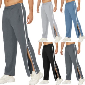 Mens Tear Away Basketball Pants Side Zipper Sweatpants Leg Post Surgery Trousers - Picture 1 of 23