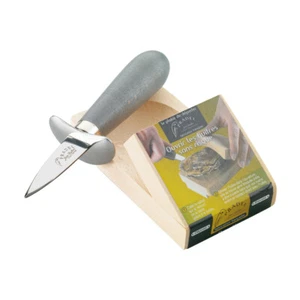 Couteau à huître en bois teinté avec cale inox 12.5x7 cm - Imagen 1 de 3