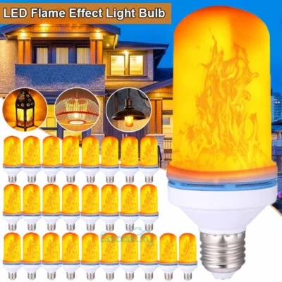 LED Flame Light Bulbs, 4 Modes E27 Base Flame Bulb with Gravity Sensor (3-30PCS) - Image 1 of 4