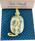 Collier pendentif papillon céramique vintage signé Avon peint à la main neuf