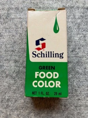 VINTAGE Schilling Colorante Alimentos Tono Verde Caja Botella 1 OZ, 2/3 Completa Foto 1 de 4