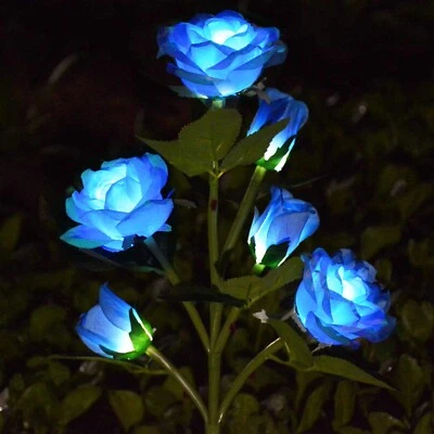 [6 flores mejoradas] Luces de estaca decorativas de jardín de rosas con energía solar, agua... Foto 1 de 4