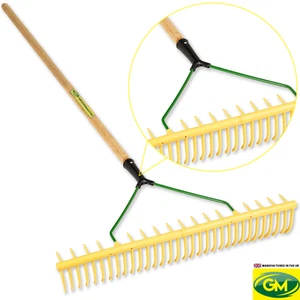 GroundMaster 32-Tine Polyproylene Rake - 60" Hardwood Shaft Durable Garden Tool - Picture 1 of 2