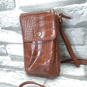 Crossbody wallet Bandolino Cognac and Gold Color 7 X 4 - Picture 1 of 7