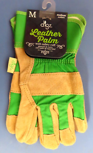 Digz Cowhide Leather Garden Gloves W/ Safety Cuff, Single Pair, Med. Green NEW