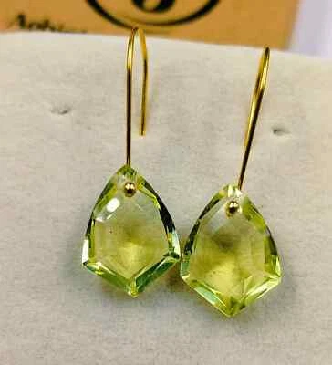 Pendiente con forma de cometa de cuarzo limón oro 10K, pendiente de Navidad piedra de nacimiento de noviembre Foto 1 de 4