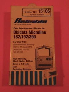 New Genuine Okidata 182 192 390 Printer Ribbon Black 9 pin dot matrix - Picture 1 of 2