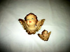 VINTAGE GERMANY PUTTI CHERUB BUST PAIR HAND PAINTED MOLDED PRECIOUS 1950s