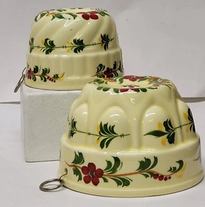 Hand Painted In Portugal For Teleflora Pair Hanging Pudding Or Jell-O Molds - Picture 1 of 8