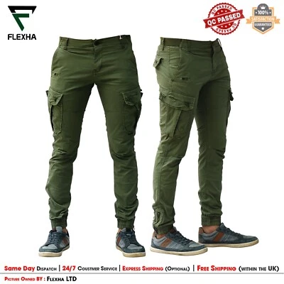 Basic Cargo Men’s Chino Skinny Trousers Slim Fit Casual Chino Pants Zip Closure - Image 1 of 4
