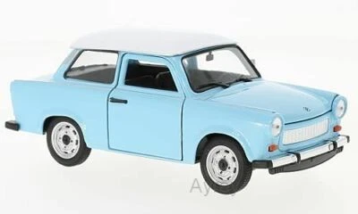 WELLY 24037S-W - Trabant 601 - 1:24 Scala Die Cast Modello Blu/Bianco Tettuccio - Immagine 1 di 4