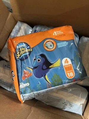 (12 упаковок) Маленькие пловцы HUGGIES Disney Nemo размер 4 24–34 фунта 18 подгузников Swimpant - Изображение 1 из 4