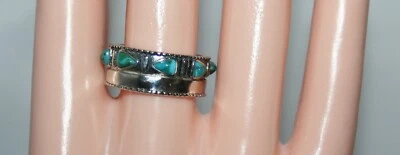 Anillo Puño Silpada Trailblazer Turquesa Comprimida Plata Esterlina R3365 Talla 8 Foto 1 de 4