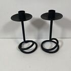 Pair of Swirl Twist Wrought Iron Candlesticks Candle Holders Vintage